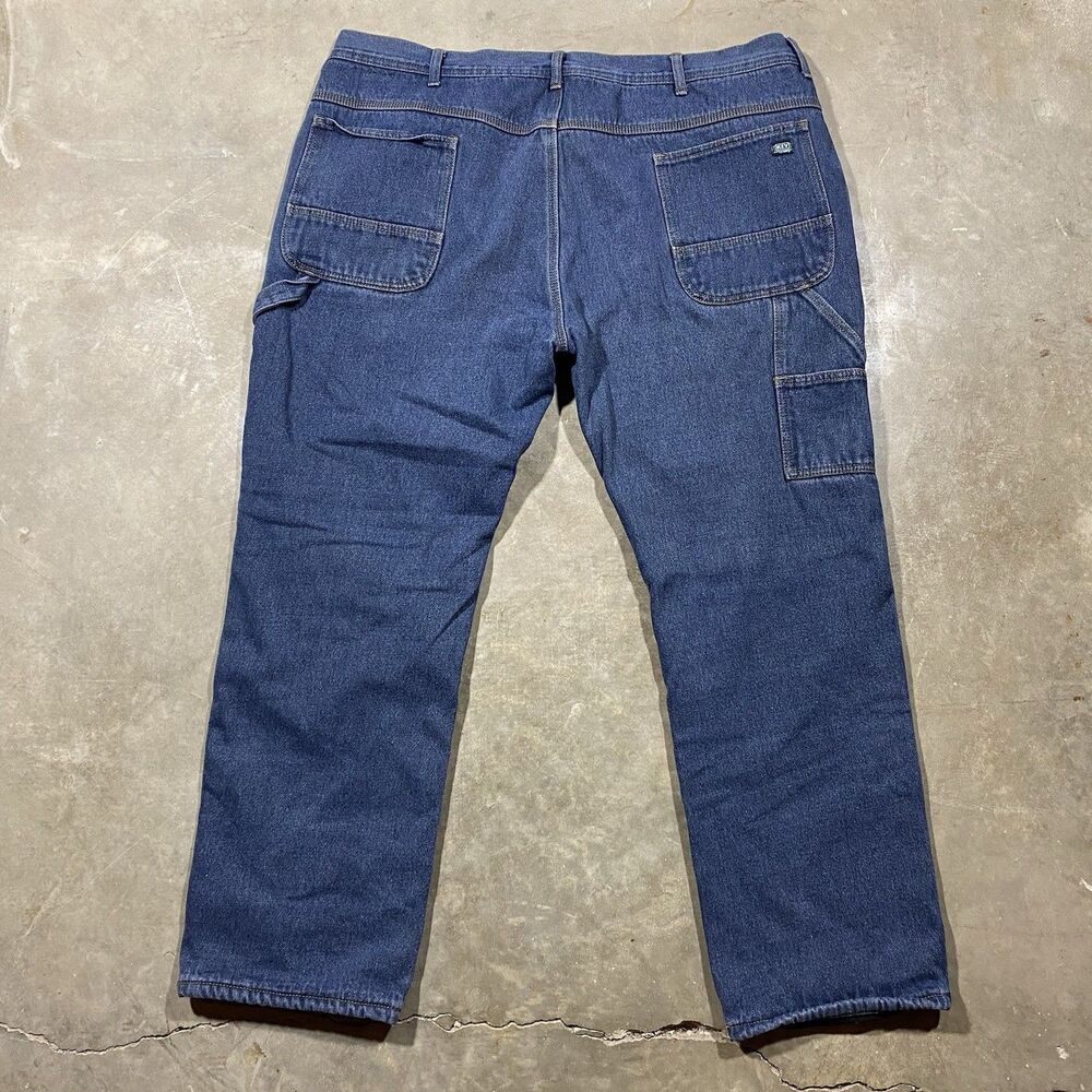 Key Industries Fleece Lined Carpenter Jeans Men 42x30 Blue Denim Workwear